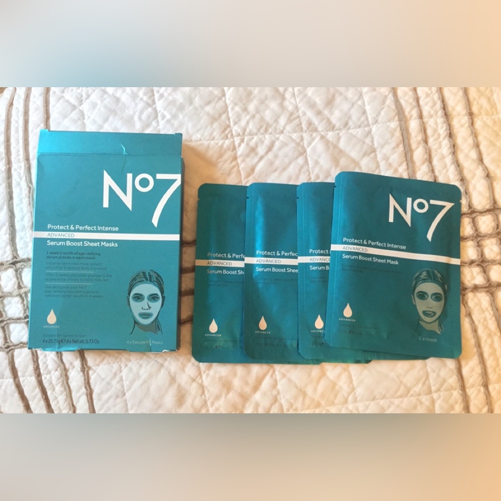 4 New No7 Protect & Perfect Advanced Serum Boost Sheet Mask in box